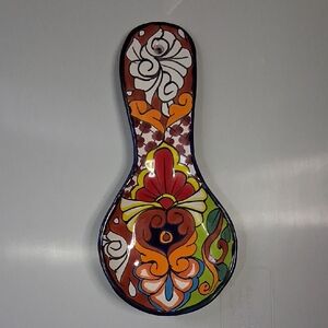 Vibrant Ceramic Spoon Rest with Floral Design